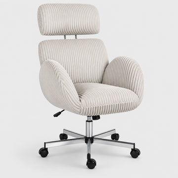 Chaise de bureau ergonomique en velours à dossier haut, gris